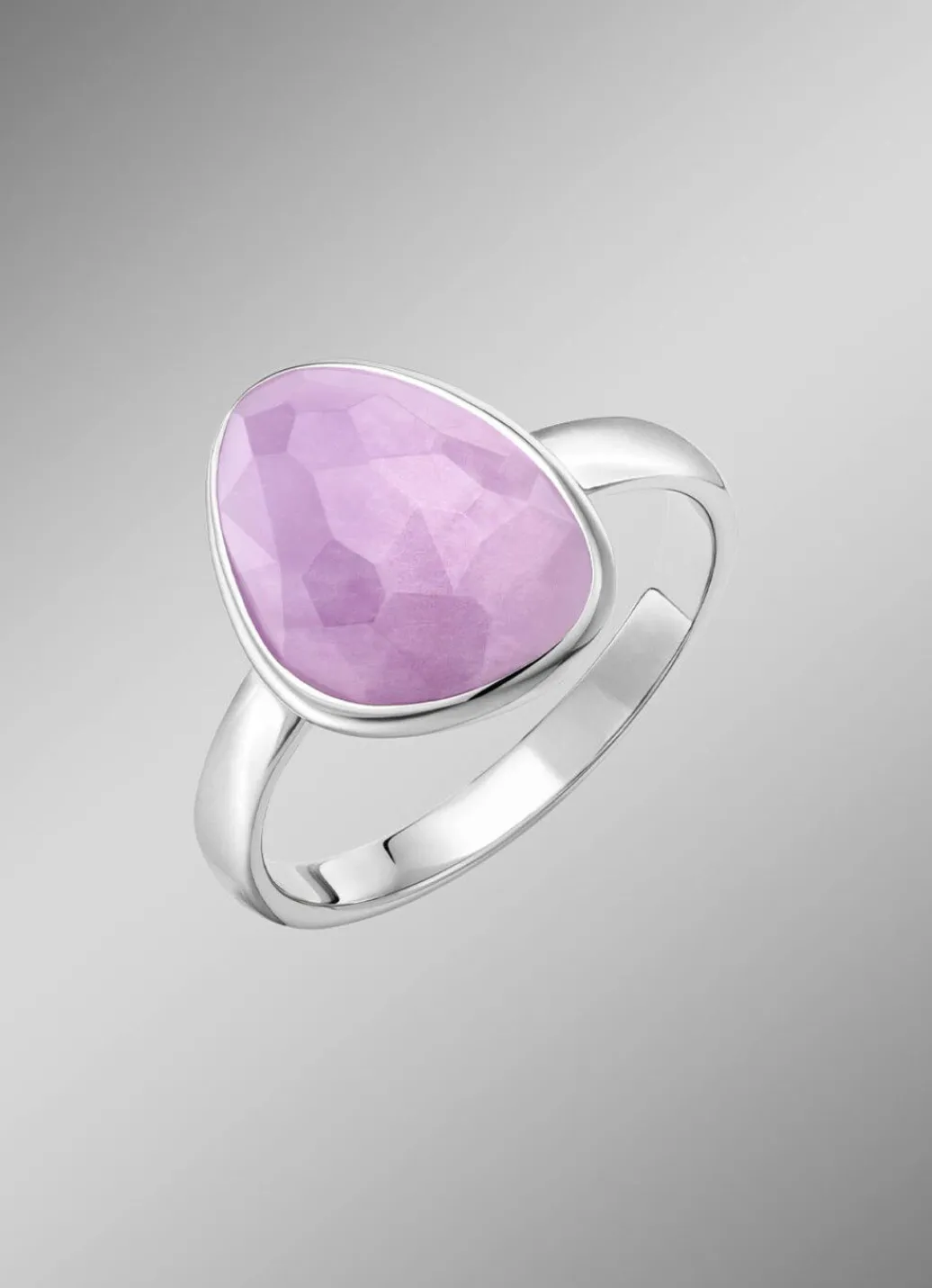 New Schöner Damenring mit echt facettiertem Amethyst Damen Ringe
