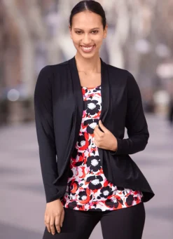 Clearance Shirt in abgerunderter Jackenoptik Damen Langarm
