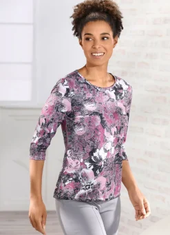 Outlet Shirt in Floraldessin Damen Kurzarm