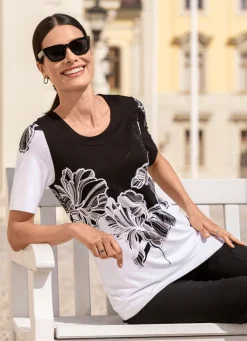 Sale Shirt mit Allover-Druck Damen Kurzarm