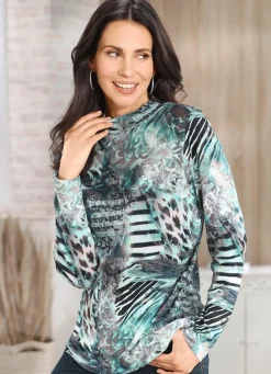 Best Shirt mit Alloverdruck Damen Langarm