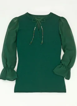Outlet Shirt mit ausgefallener Ausschnittverarbeitung in 2 Farben Damen Langarm