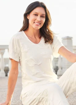 Damen Mona Kurzarm<Shirt mit überschnittener Schulterpartie
