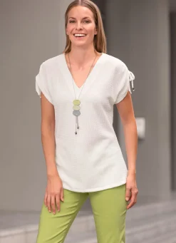 Online Shirt mit Bindemöglichkeit Damen Kurzarm