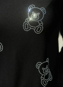 Outlet Shirt mit Bärchen-Strasszier Damen Shirts Mit Strass|Langarm