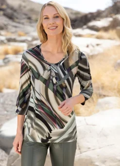Damen Mona Kurzarm<Shirt mit farbbrillantem Allover-Druck