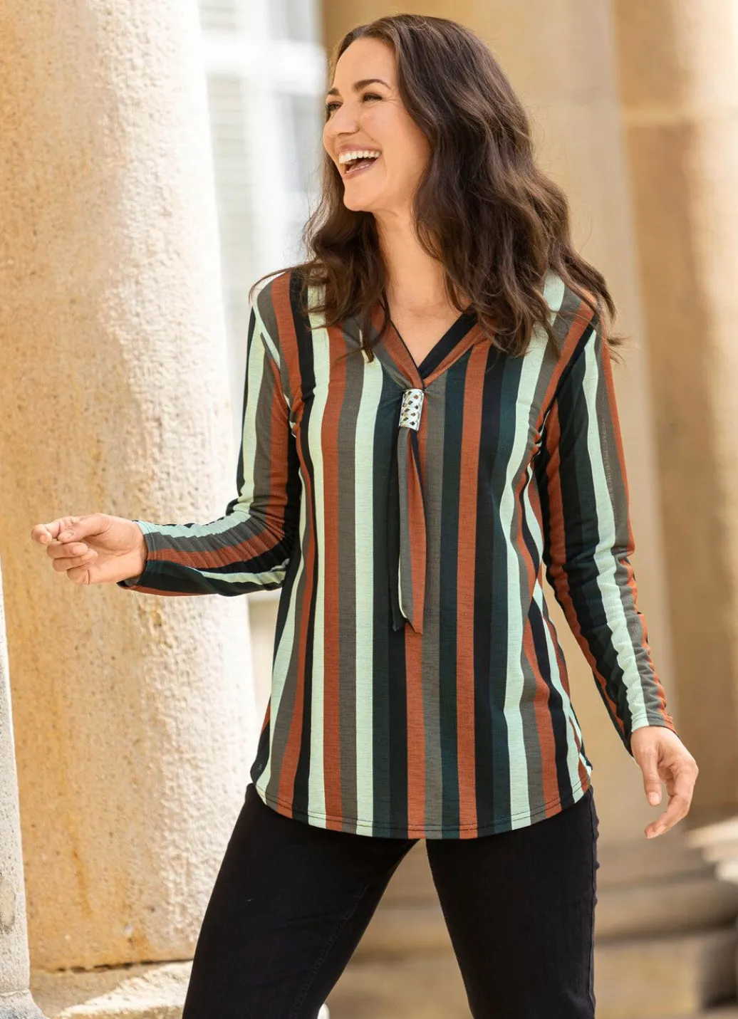 New Shirt mit fixierter Schluppe Damen Langarm