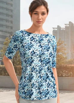 Damen Mona Kurzarm<Shirt mit flachem Halsausschnitt