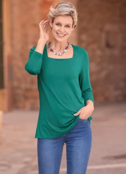Damen Mona Kurzarm<Shirt mit flottem Karreè-Ausschnitt in 3 Farben