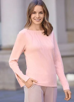 Best Shirt mit geschlitzten langen Ärmeln in 2 Farben Damen Langarm