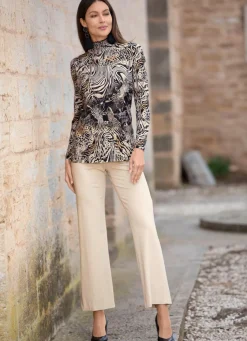 Sale Shirt mit gesmoktem Stehkragen Damen Langarm