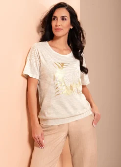 Damen Mona Kurzarm<Shirt mit Glanzgarn