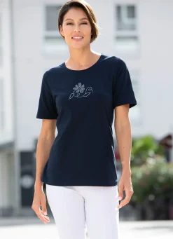 Best Shirt mit hohem Tragekomfort in 4 Farben Damen Shirts Mit Strass|Kurzarm