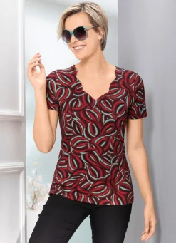 Discount Shirt mit interessantem Inkjet-Druck Damen Shirts Mit Strass|Kurzarm