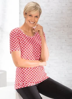 Damen Mona Kurzarm<Shirt mit interessanter zweifarbiger Struktur in 2 Farben
