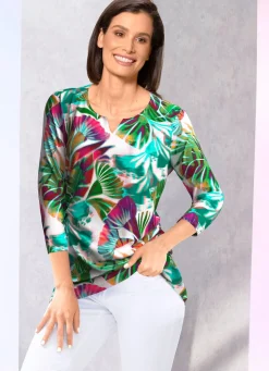 Damen Mona Kurzarm<Shirt mit kleinem V-Schlitz