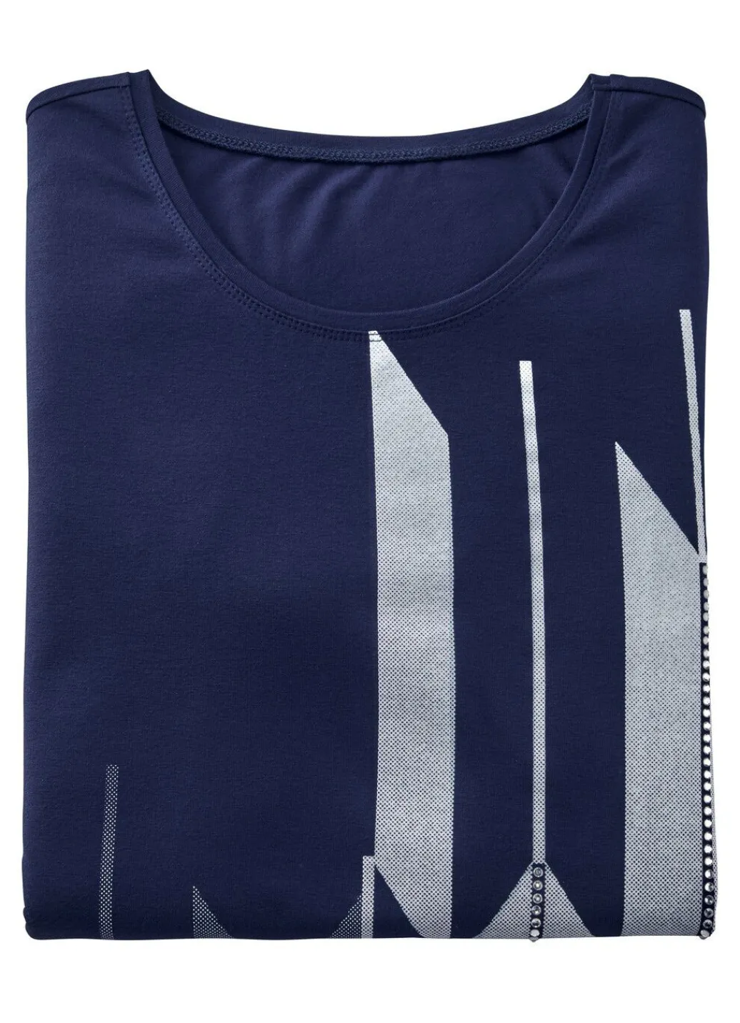 Clearance Shirt mit Kontrastdruck Damen Shirts Mit Strass|Kurzarm