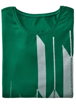Shirt mit Kontrastdruck Damen Shirts Mit Strass|Kurzarm