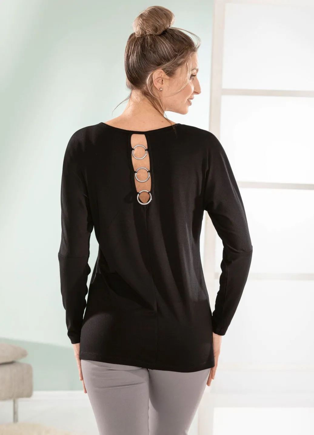Clearance Shirt mit langen Fledermausärmeln Damen Langarm
