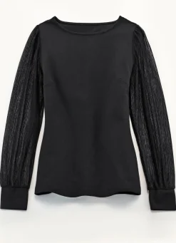 Sale Shirt mit langen, plissierten ChiffonÀrmeln Damen Langarm