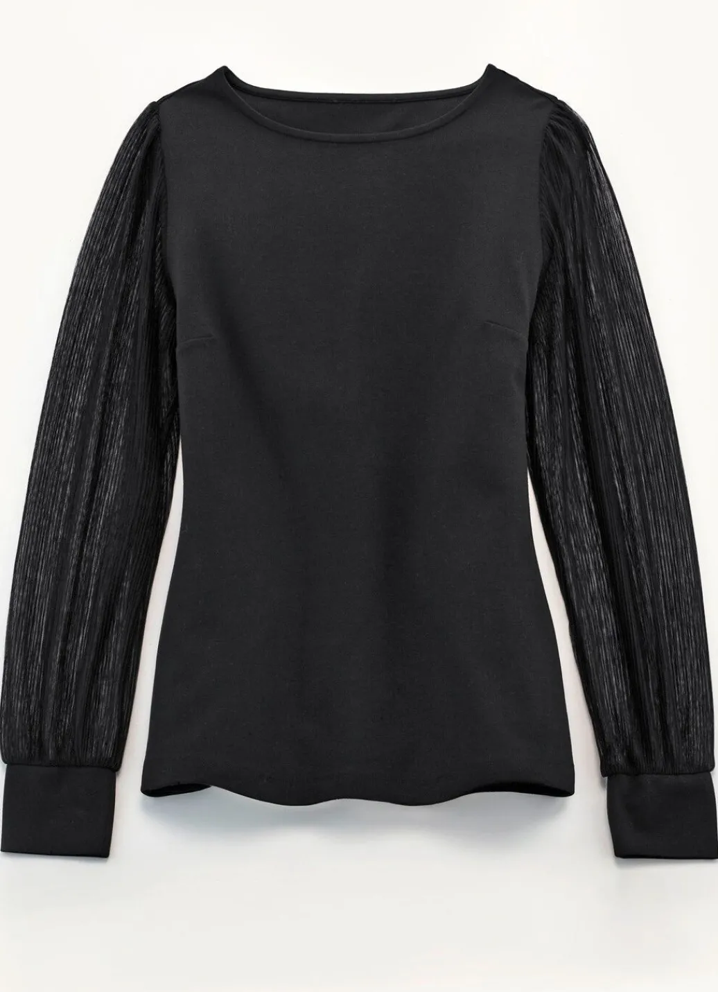 Sale Shirt mit langen, plissierten Chiffonärmeln Damen Langarm