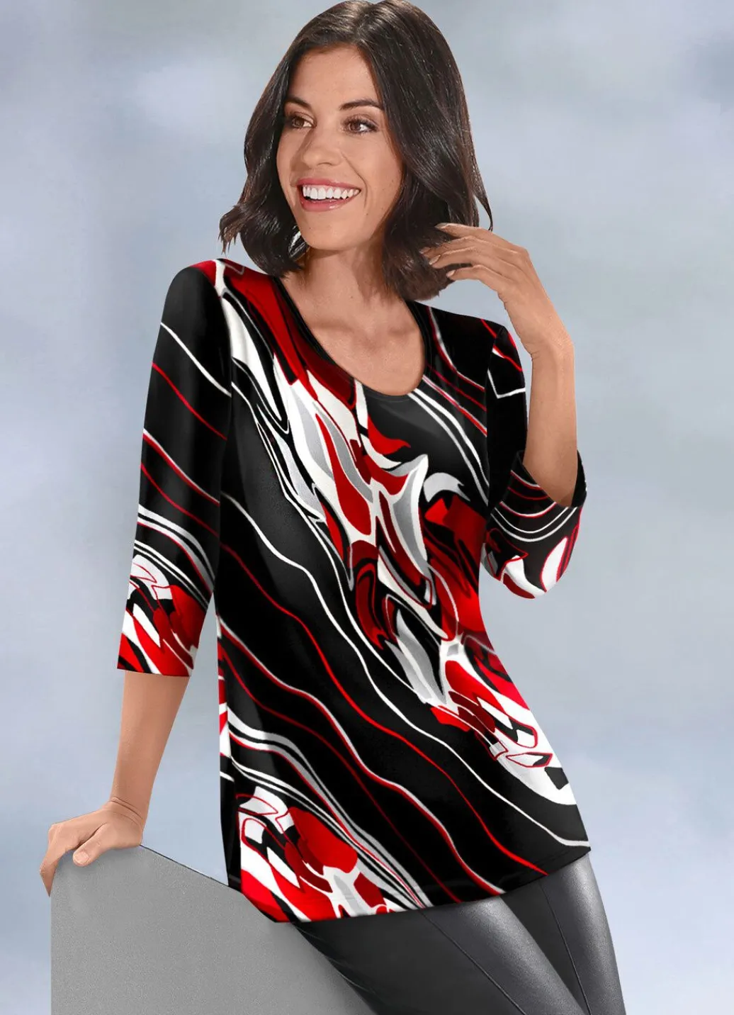 Shirt mit 3/4-langen Ärmeln Damen Kurzarm