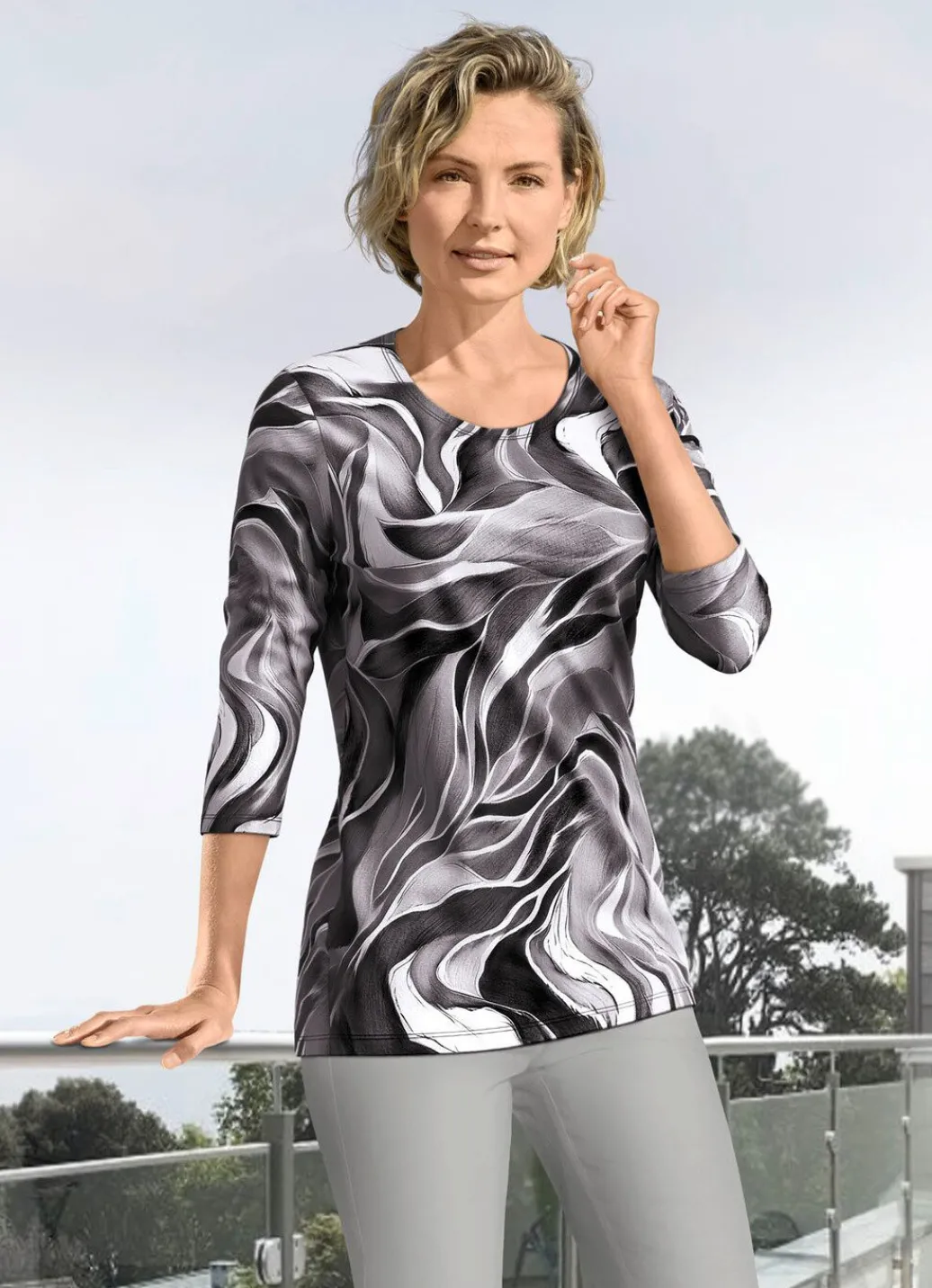 Damen Mona Kurzarm<Shirt mit 3/4-langen Ärmeln in 4 Farben