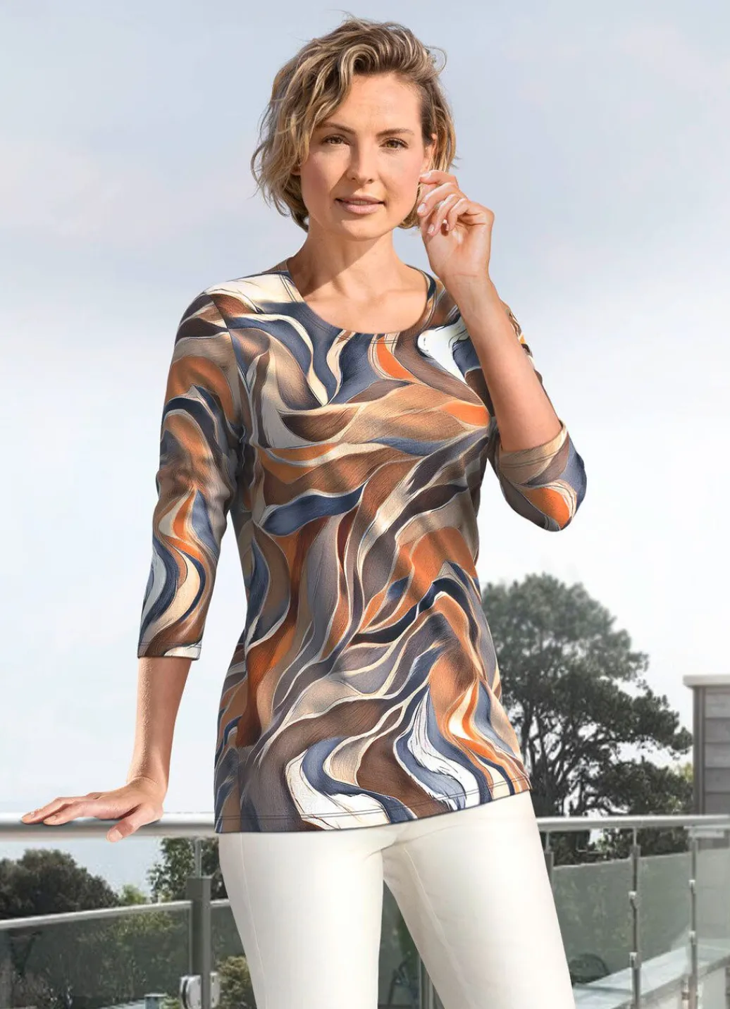 Damen Mona Kurzarm<Shirt mit 3/4-langen Ärmeln in 4 Farben