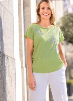 Damen Mona Kurzarm<Shirt mit Paillettenzier