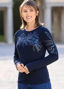 New Shirt mit Paillettenzier Damen Langarm