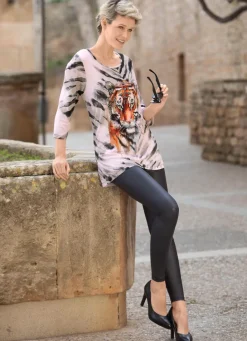 Clearance Shirt mit platziertem Tiermotiv Damen Shirts Mit Strass|Kurzarm