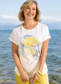 Damen Mona Kurzarm<Shirt mit Plättchenzier