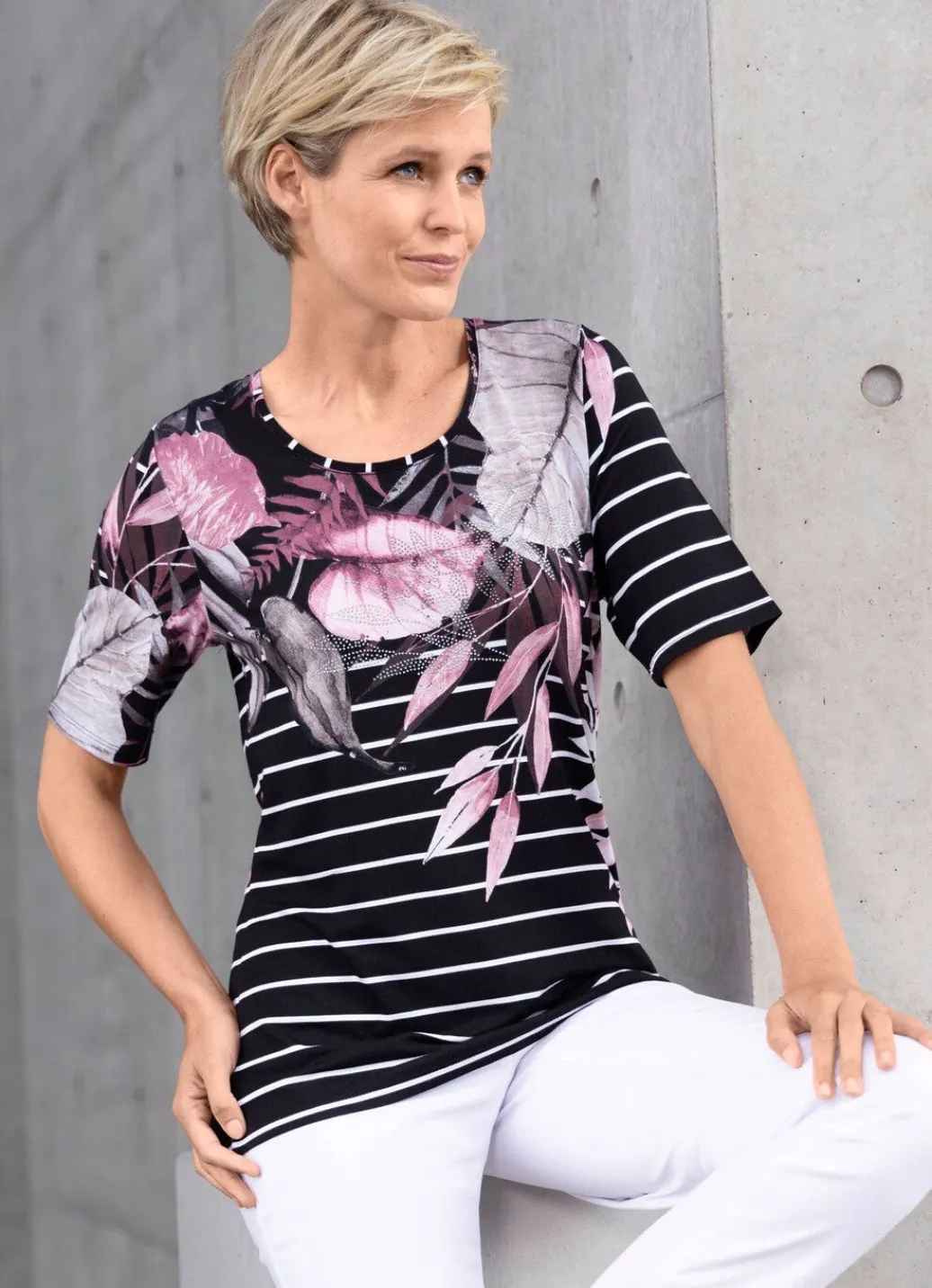 Best Shirt mit Plättchenzier Damen Kurzarm