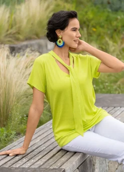 Discount Shirt mit Schluppe Damen Kurzarm