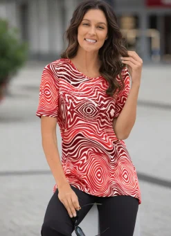 Damen Mona Kurzarm<Shirt mit silberfarbener Folie im Vorderteil in 2 Farben