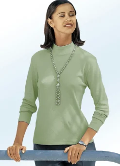 Online Shirt mit Stehkragen Damen Langarm|Basics
