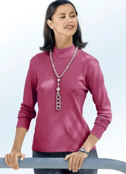 Online Shirt mit Stehkragen Damen Langarm|Basics