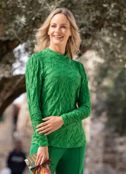 Hot Shirt mit Stehkragen in 5 Farben Damen Langarm