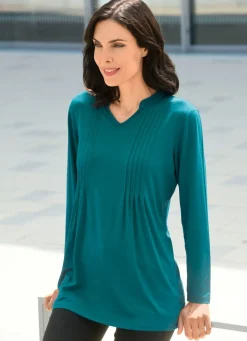Hot Shirt mit Stehkragen in 2 Farben Damen Langarm