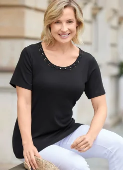 Hot Shirt mit Strasssteinchen Damen Shirts Mit Strass|Kurzarm