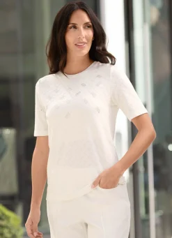 Best Shirt mit Strasszier Damen Shirts Mit Strass|Kurzarm