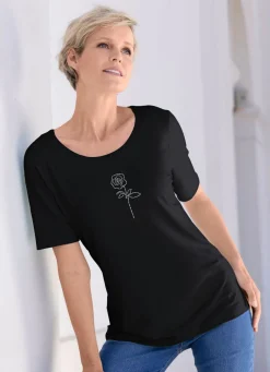 Outlet Shirt mit Strasszier Damen Shirts Mit Strass|Kurzarm