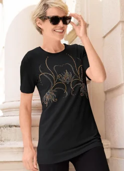 Sale Shirt mit Straßzier Damen Shirts Mit Strass|Kurzarm
