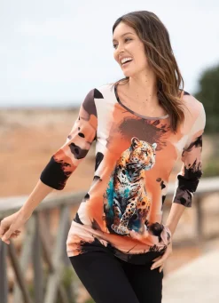 Outlet Shirt mit Tiermotiv Damen Shirts Mit Strass|Kurzarm