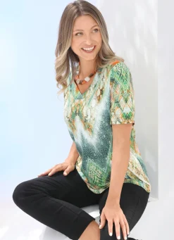 Sale Shirt mit V-Ausschnitt Damen Kurzarm