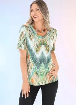 Sale Shirt mit V-Ausschnitt Damen Kurzarm