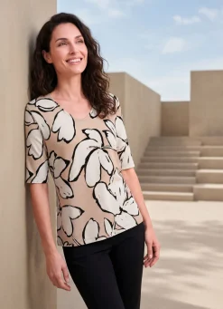 Damen Mona Kurzarm<Shirt mit V-Ausschnitt