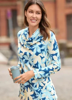 Best Shirt mit Wasserfallausschnitt Damen Langarm