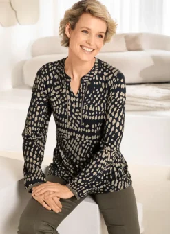 Clearance Shirt mit Zierbiesen Damen Langarm