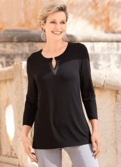 Online Shirt mit Zierring Damen Shirts Mit Strass|Kurzarm